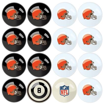 Front. Imperial - Cleveland Browns Billiard Ball Set with Numbers - Multicolor.