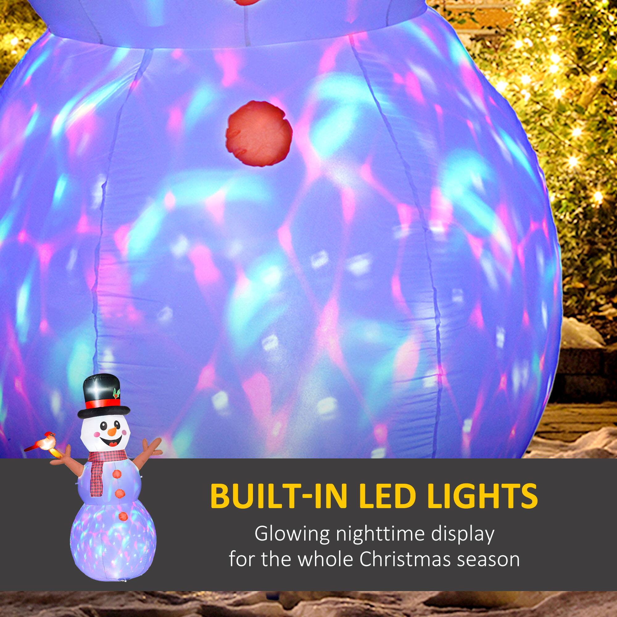 BUILT-IN LED LIGHTS: Glowing nighttime display for the whole Christmas season.