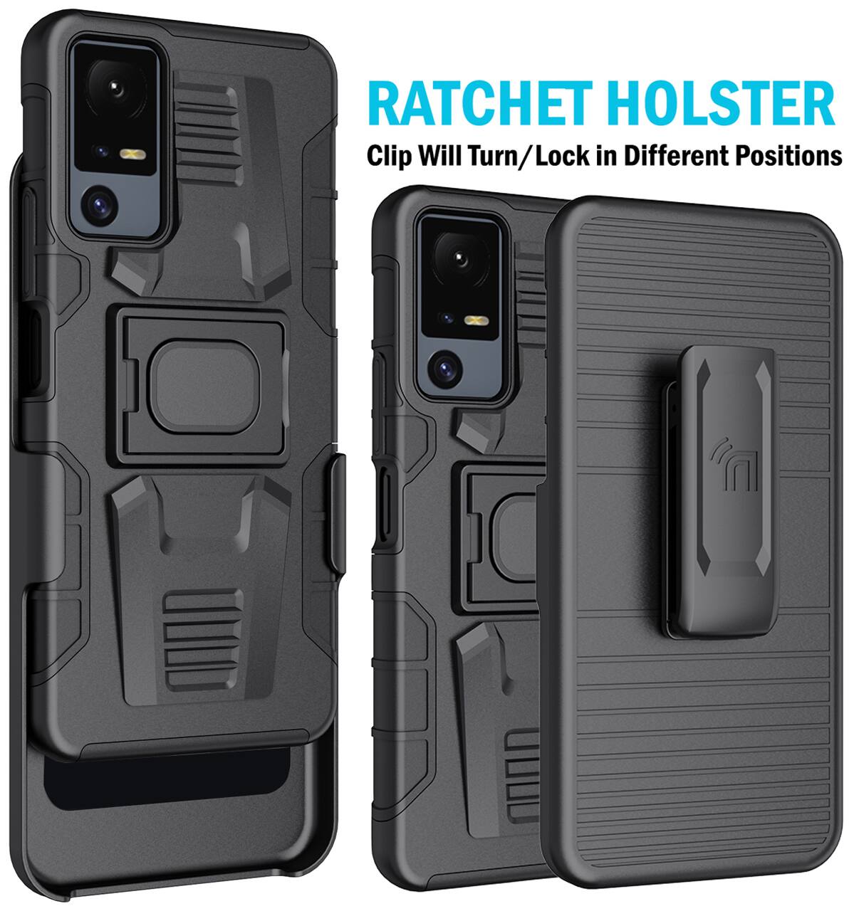 RATCHET HOLSTER  
Clip Will Turn/Lock in Different Positions