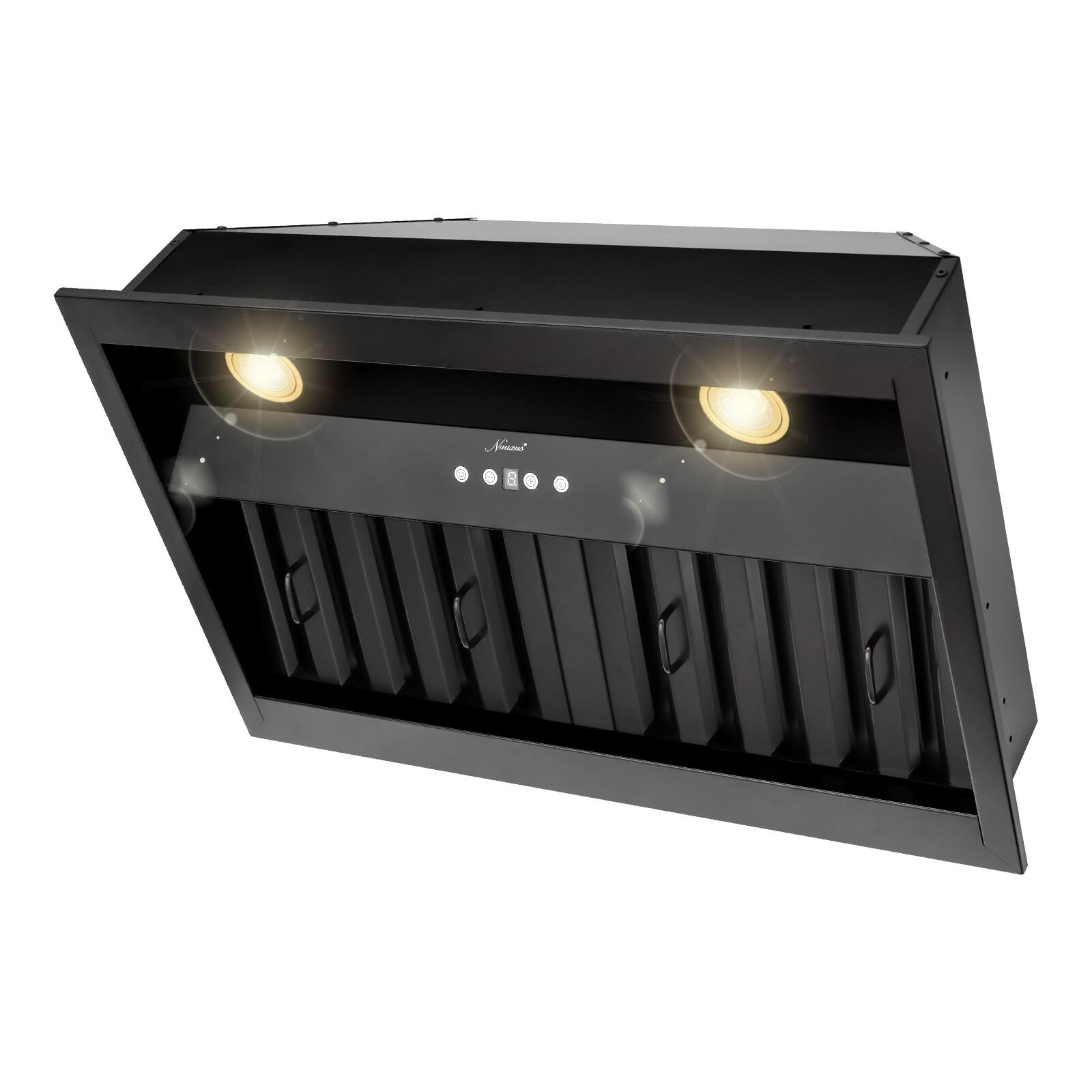 Left. Akicon - Akicon 30 inch Ducted 600-CFM Matte Black Range Hood Insert - Black.