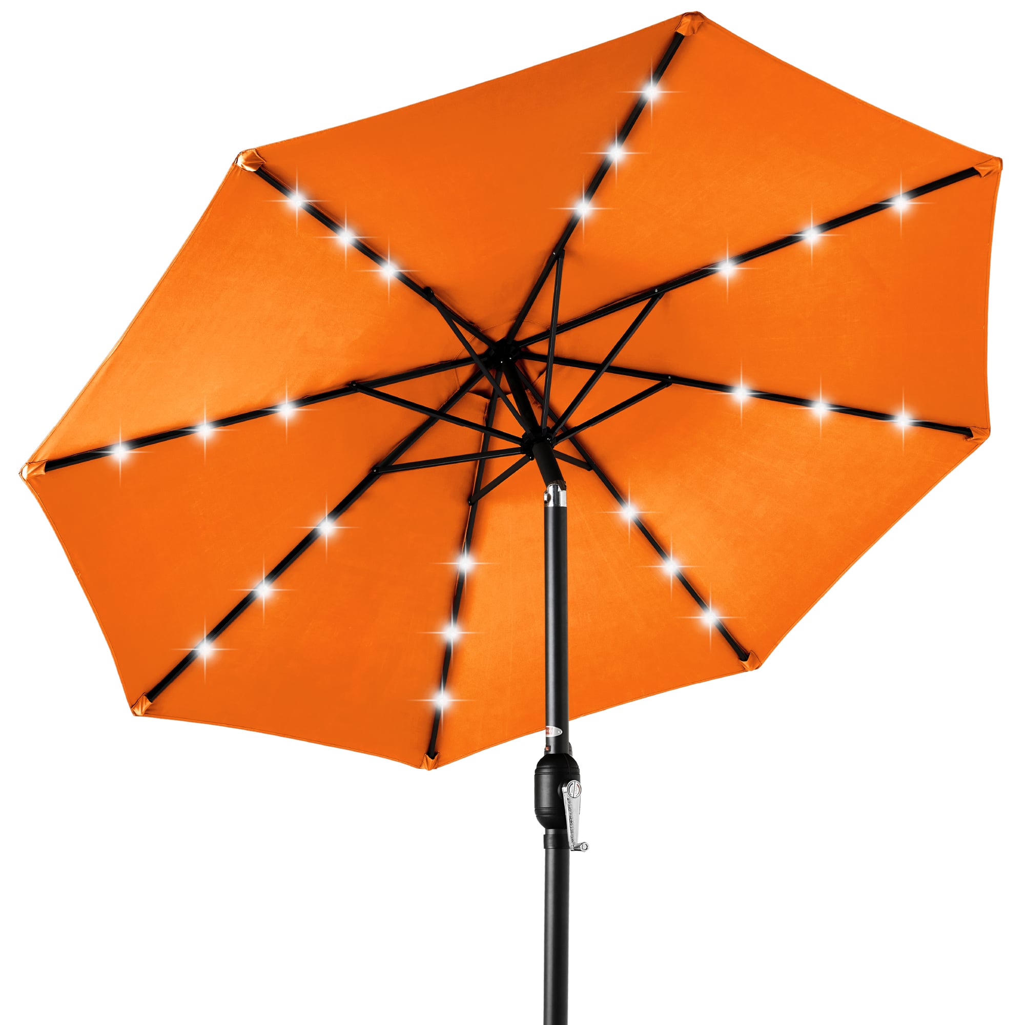 Front. Best Choice Products - Best Choice Products 10ft Solar LED Lighted Patio Umbrella w/ Tilt Adjustment, UV-Resistant Fabric - Orange - Orange.