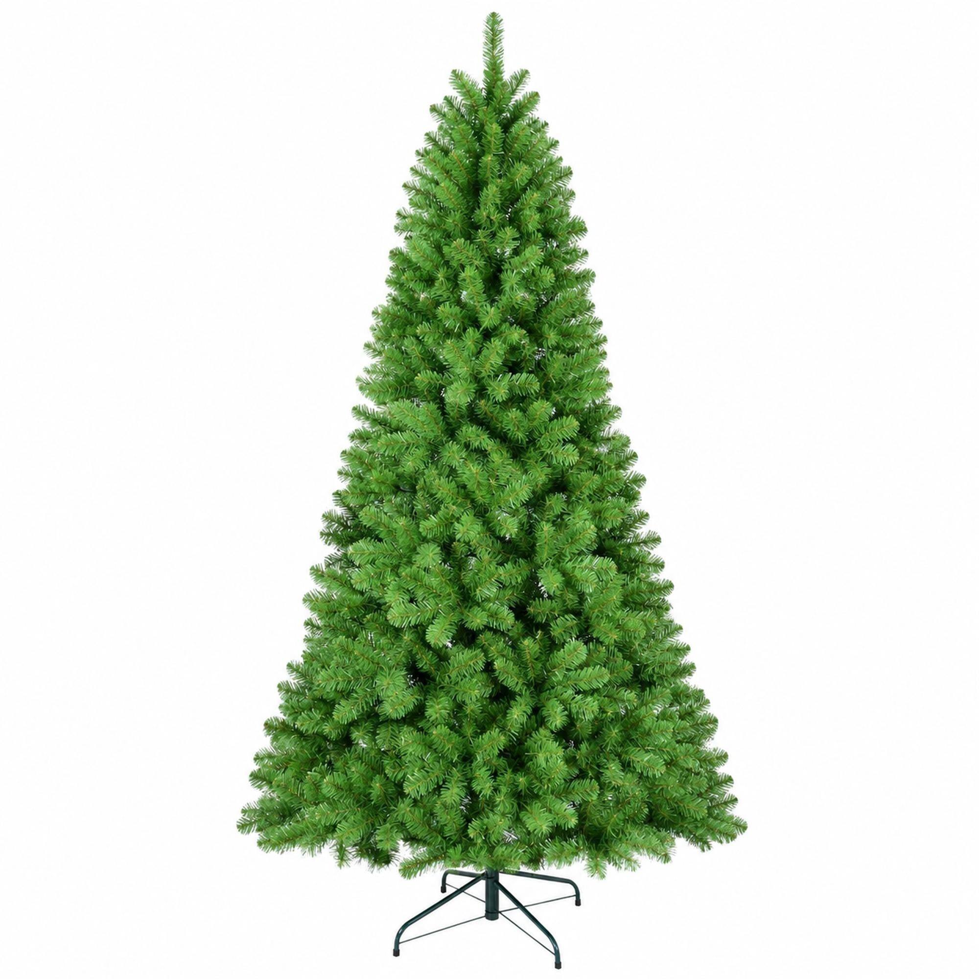 Front. RYHNUYNE - 9 Ft Green Artificial Christmas Tree With Memory Wire 1910 Tips, Hinged PVC Branches Easy Setup Indoor Holiday Decor - Green.