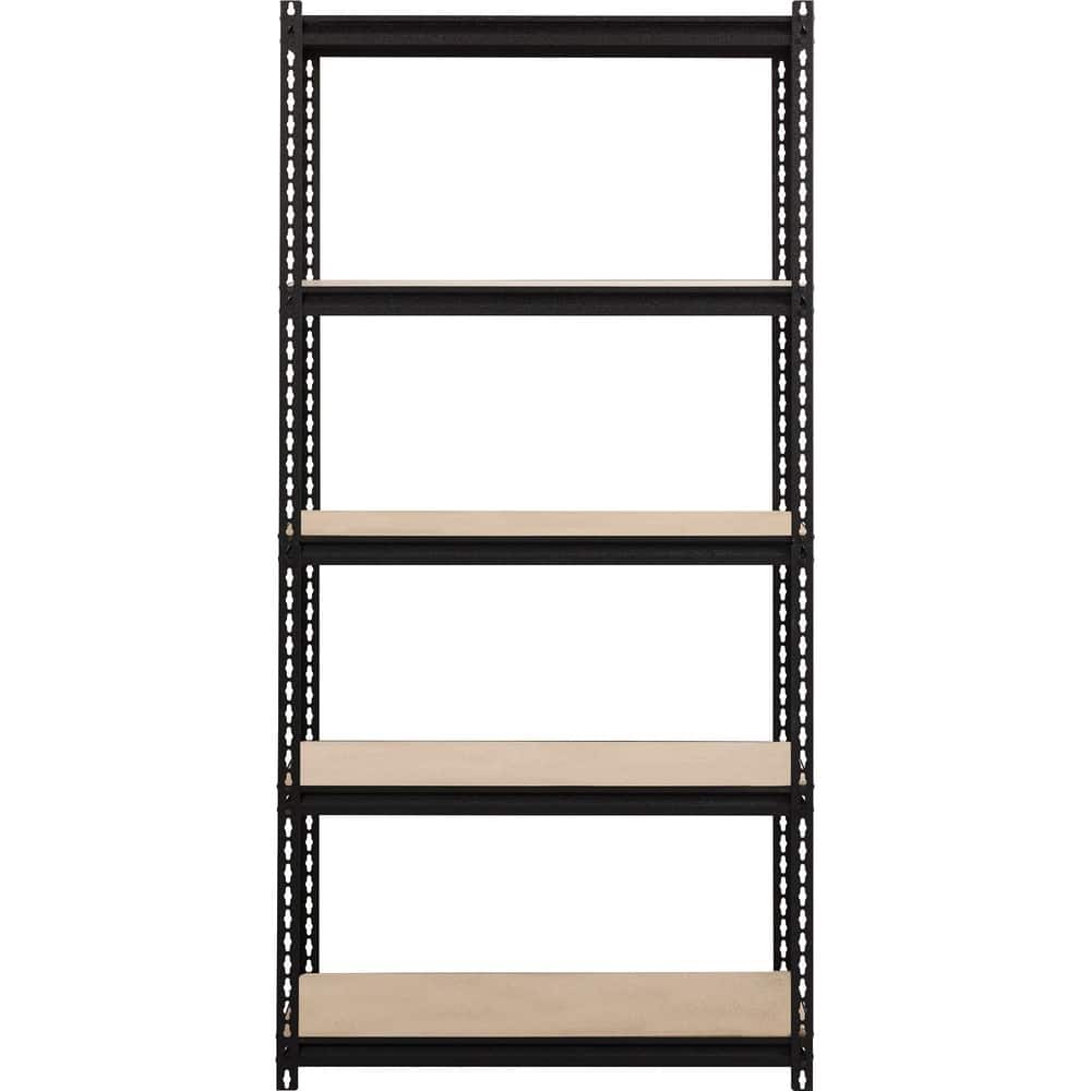 Lorell - Iron Horse 2300 lb Capacity Riveted Shelving 5 Shelf 72" H x 36" W x 18" D Black Steel Particleboard - Black