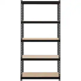 Lorell - Iron Horse 2300 lb Capacity Riveted Shelving 5 Shelf 72" H x 36" W x 18" D Black Steel Particleboard - Black