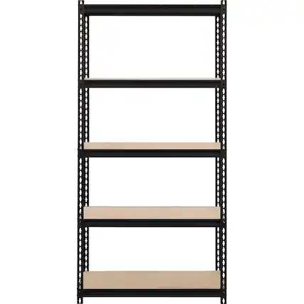 Front. Lorell - Lorell Iron Horse 2300 lb Capacity Riveted Shelving 5 Shelf 72" H x 36" W x 18" D Black Steel Particleboard - Black.