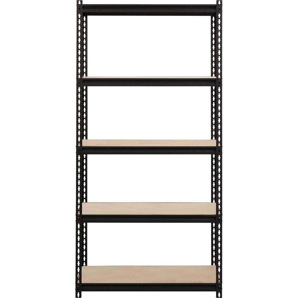 Front. Lorell - Lorell Iron Horse 2300 lb Capacity Riveted Shelving 5 Shelf 72" H x 36" W x 18" D Black Steel Particleboard - Black.
