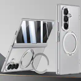Dteck - Rugged Case for Samsung Galaxy Z Fold 8 Ultra Built-in Privacy Screen Protector, Magnetic Stand Hinge Protection Cover - Gray