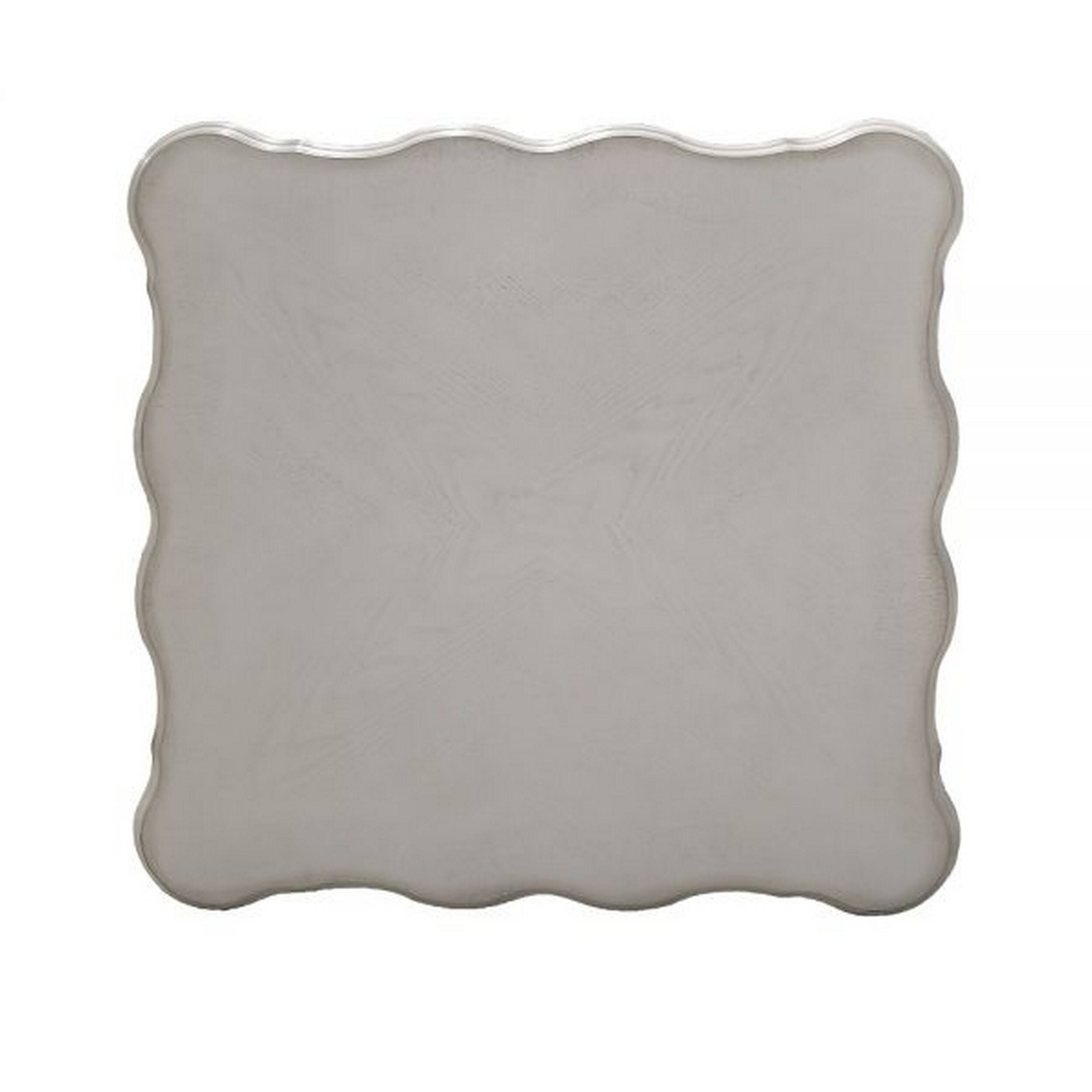 Alt View 2. Manhattan Lane - Ally 28 Inch Side End Table, Aspen Wood, Classic Scrollwork, Polyresin - White, Silver.