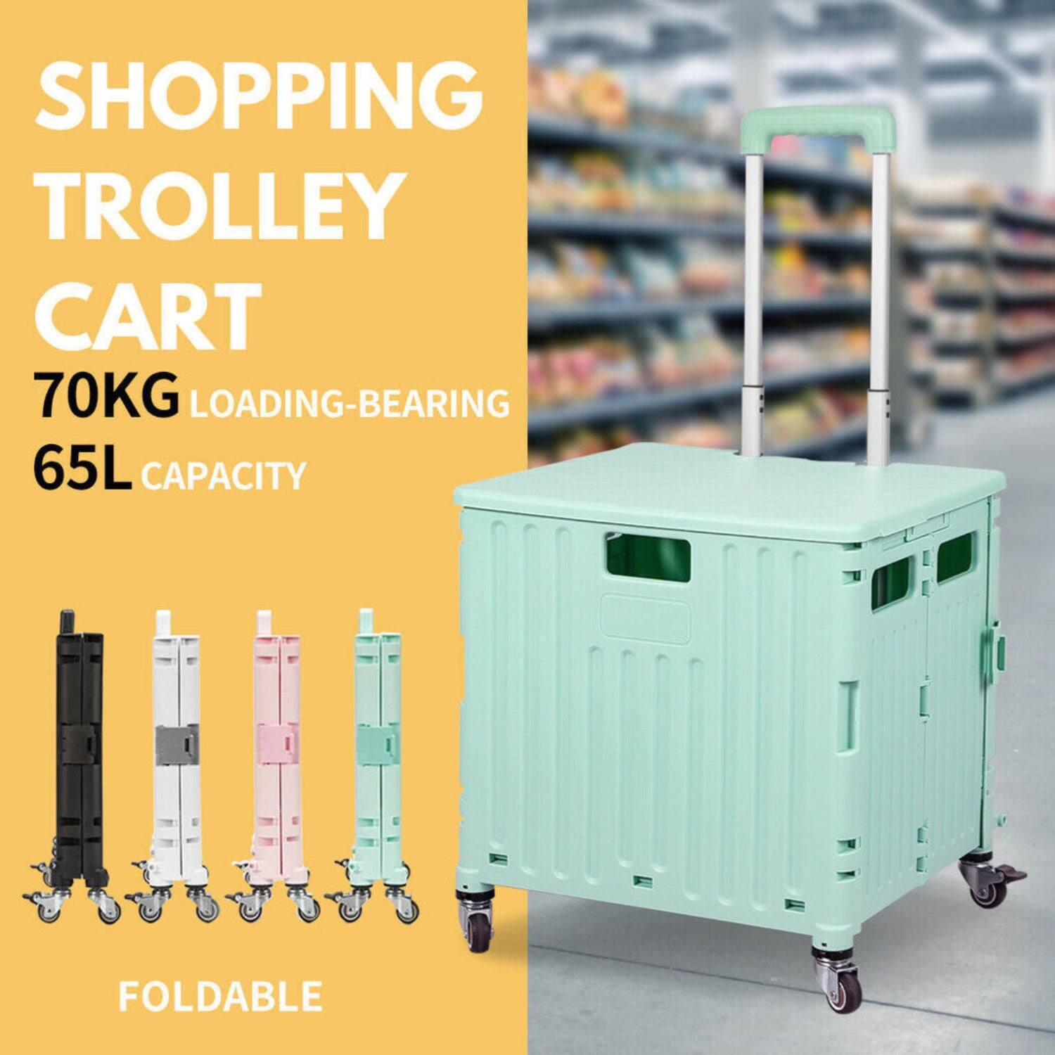 SHOPPING TROLLEY CART  
70KG LOADING-BEARING  
65L CAPACITY  
FOLDABLE