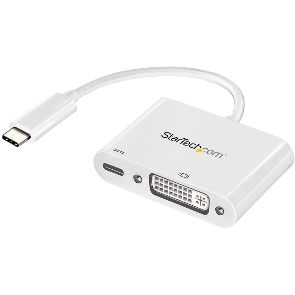 StarTech.com - USB C to DVI Adapter with 60W Power Delivery Pass-Through - 1080p USB Type-C to DVI-D Video Display Converter - White