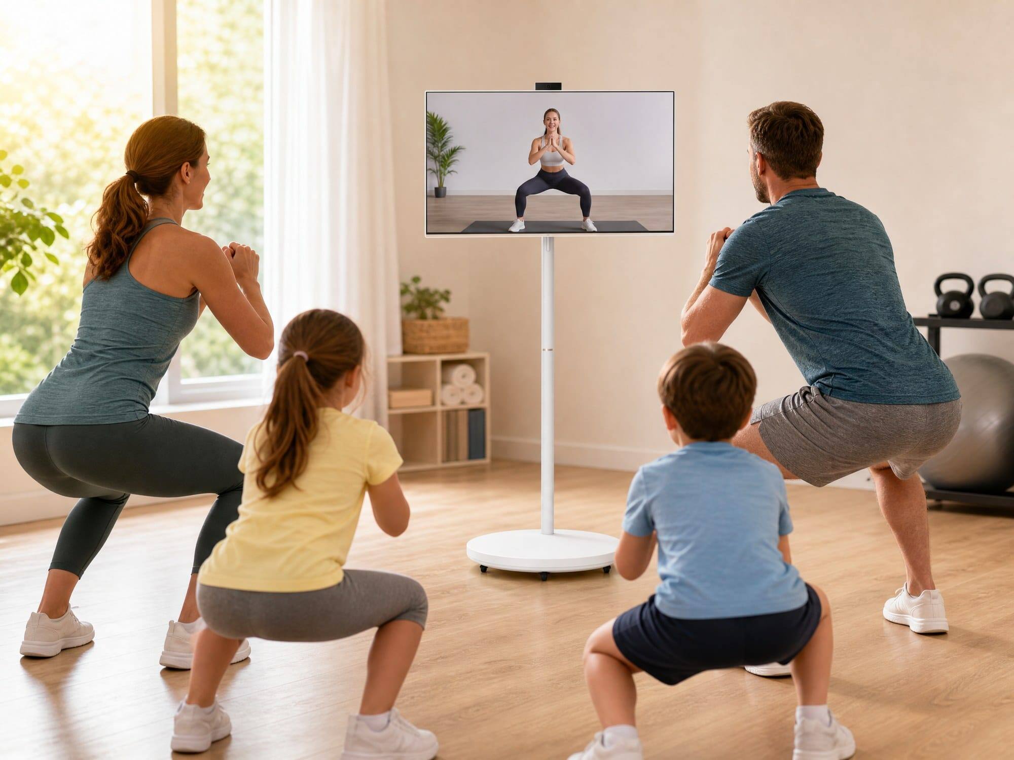 Back. MESWAO - 32-Inch Portable Smart TV on Wheels, 1080P FHD Touchscreen, Android 13, 8GB RAM 128GB Storage, Built-in Battery - White.