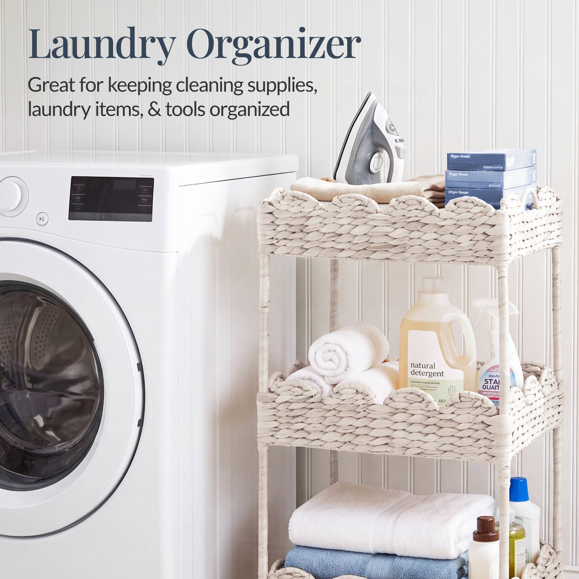 Laundry Organizer  
Great for keeping cleaning supplies, laundry items, & tools organized