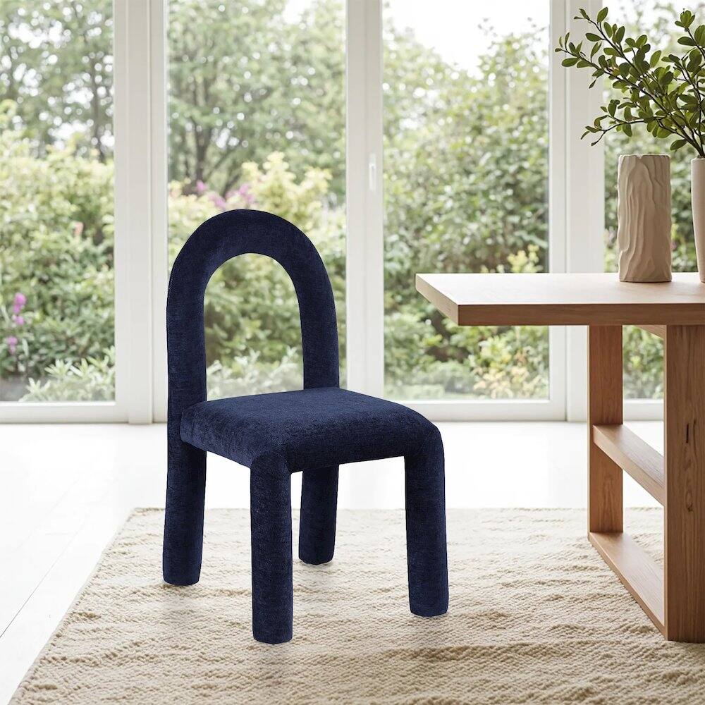 Alt View 1. Meridian Furniture - Amari Navy Chenille Fabric Dining Chair, Set of 2 - Blue.