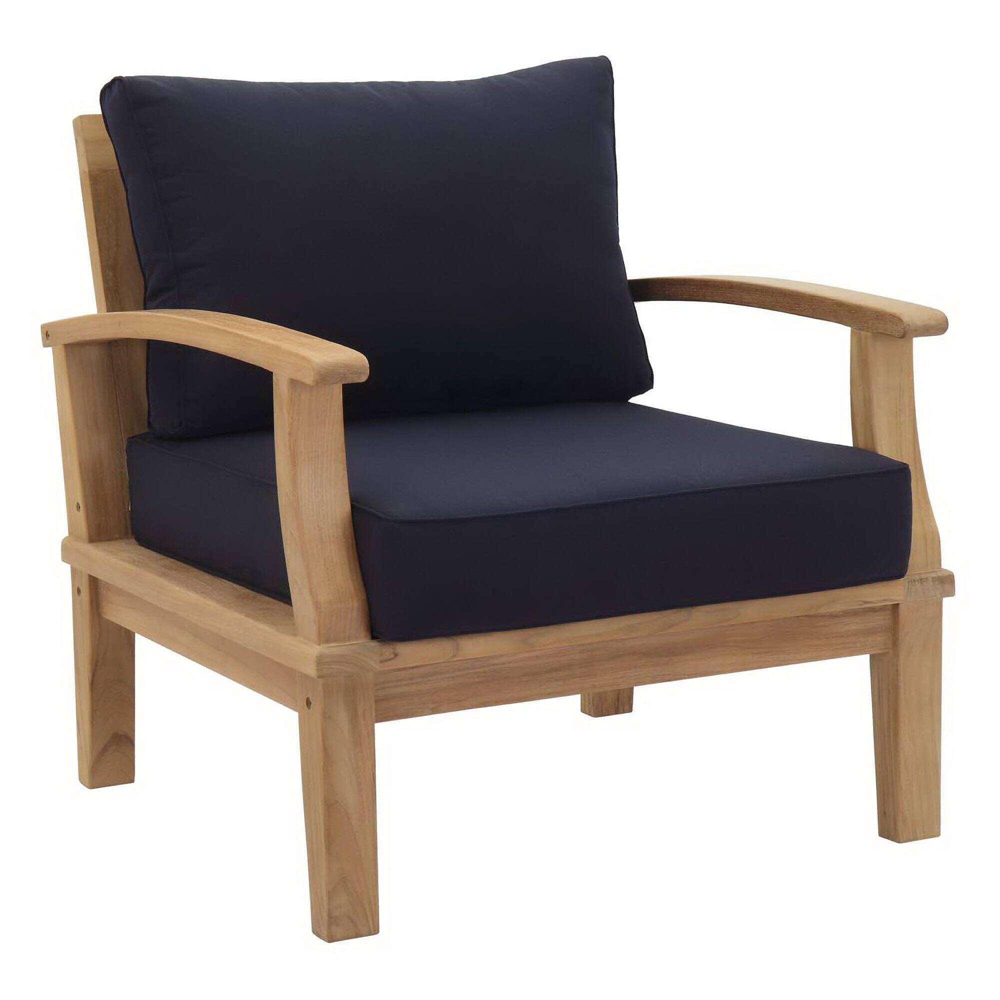 Left. Modway - Marina 3 Piece Outdoor Patio Teak Set by Modway - Natural Navy.