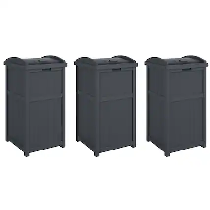 Front. Suncast - Suncast 30 Gallon Hideaway Trash Waste Bins for Outdoor, Cyberspace (3 Pack) - Cyberspace.