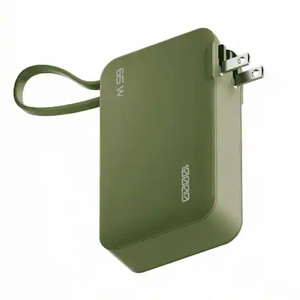 Front. ReelCharge - ReelCharge Power Bank Flex 65W 10000mAh, Portable Charger with USB C (Dark Sage).