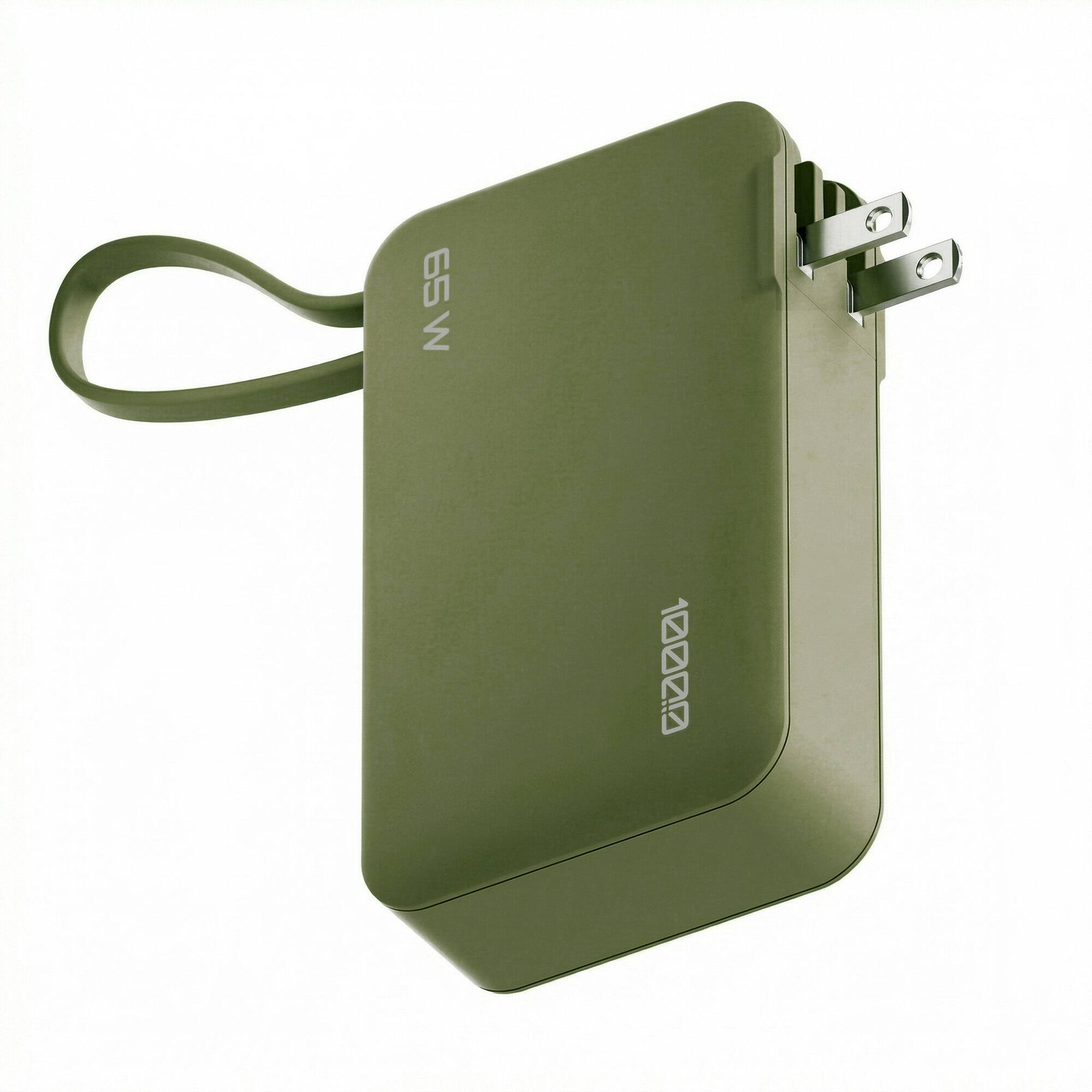ReelCharge - Power Bank Flex 65W 10000mAh, Portable Charger with USB C (Dark Sage)