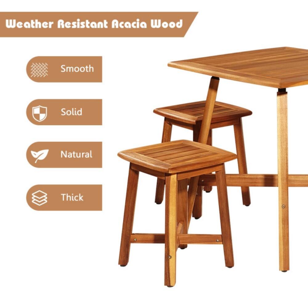 Weather Resistant Acacia Wood

- Smooth
- Solid
- Natural
- Thick