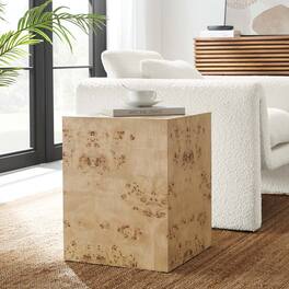 Cosmos 16" Square Burl Wood Side Table by Modway - Natural Burl