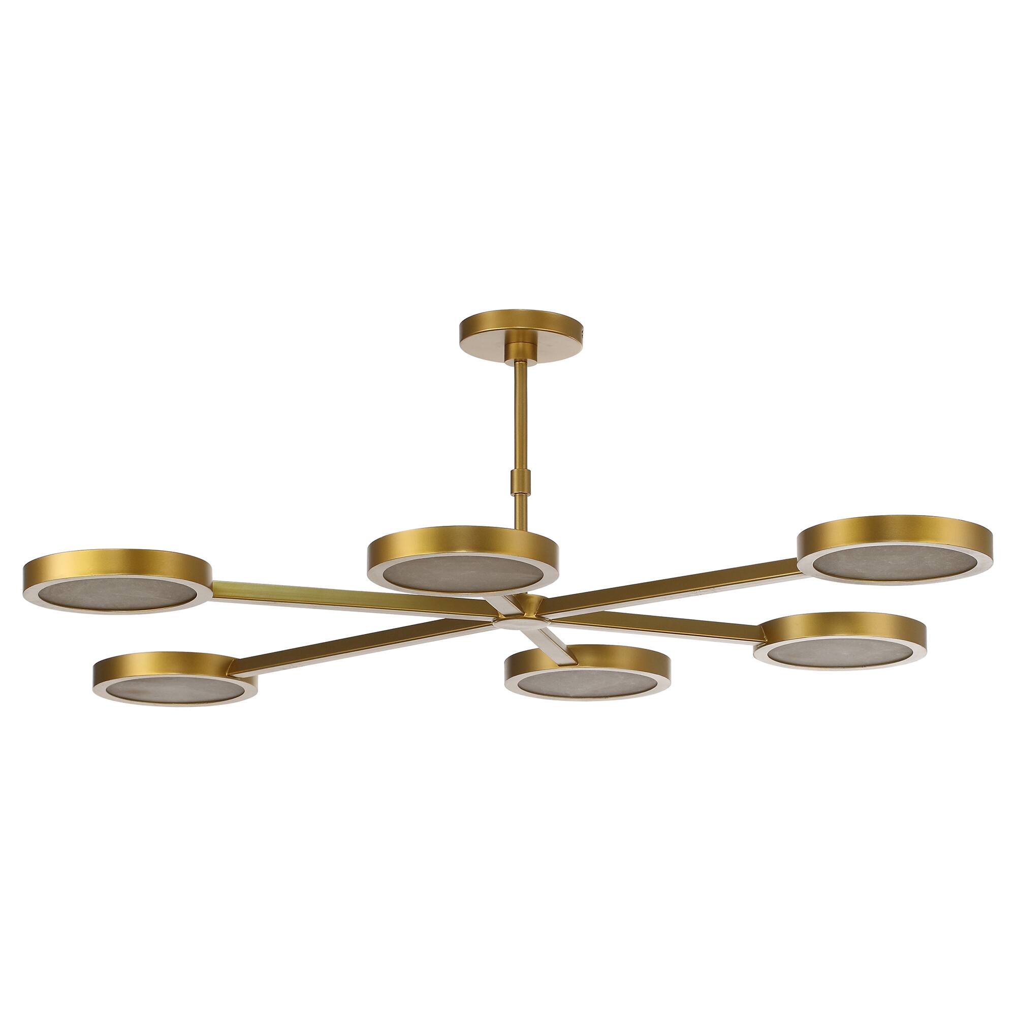 Alt View 1. Perimost - 50'' Modern Gold six Round  LED Pannel Ceiling Light - Gold.