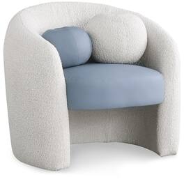 Meridian Furniture - Acadia Vegan Leather / Cream Boucle Fabric Accent Chair - Blue