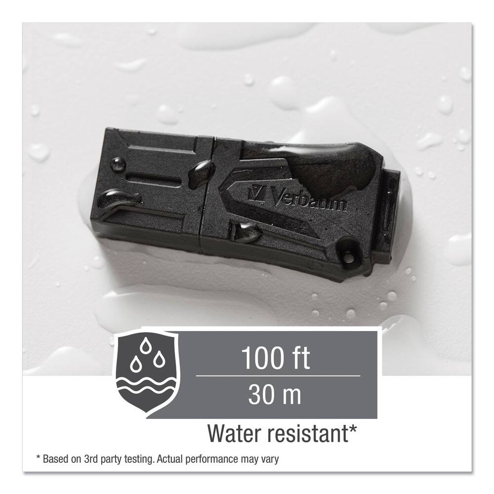 Verbaum  
100 ft  
30 m  
Water resistant*  
*Based on 3rd party testing. Actual performance may vary