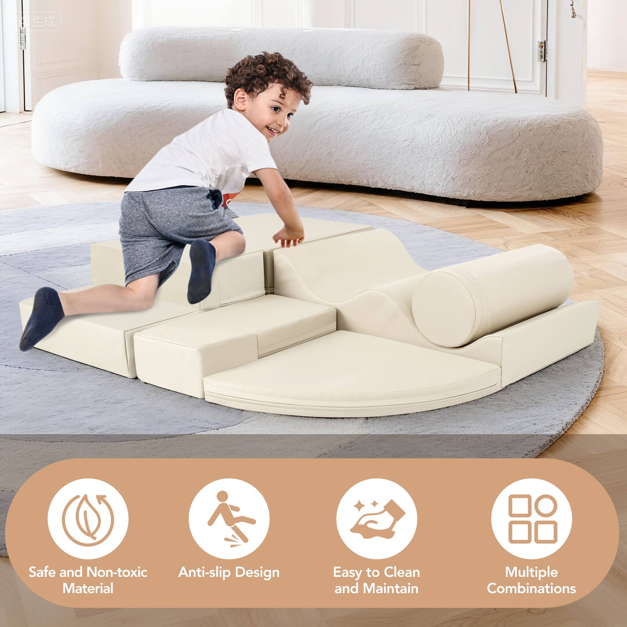 Safe and Non-toxic Material  
Anti-slip Design  
Easy to Clean and Maintain  
Multiple Combinations