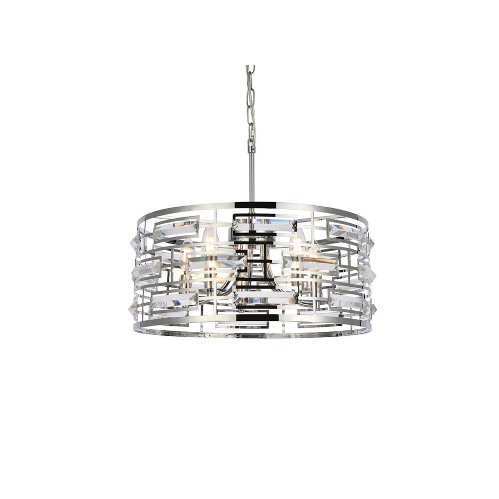 Angle. Elegant Lighting - Kennedy 18.5 inch pendant in chrome - Chrome.