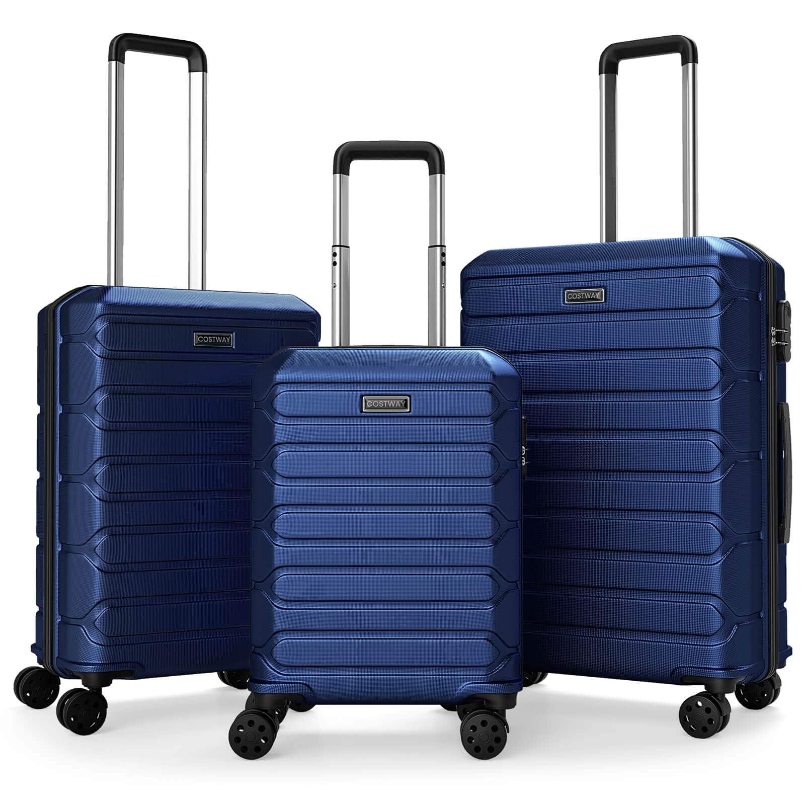 Costway 3 Piece Hardside Luggage Set (20/24/28 Inch) with 8