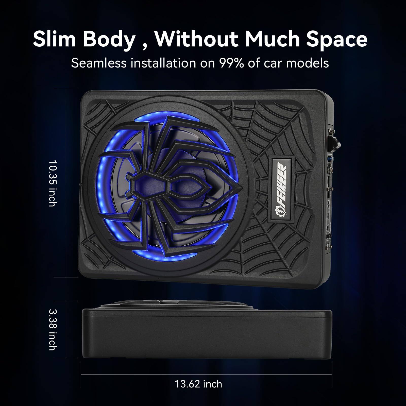 Slim Body, Without Much Space  
Seamless installation on 99% of car models  

10.35 inch  
3.38 inch  
13.62 inch