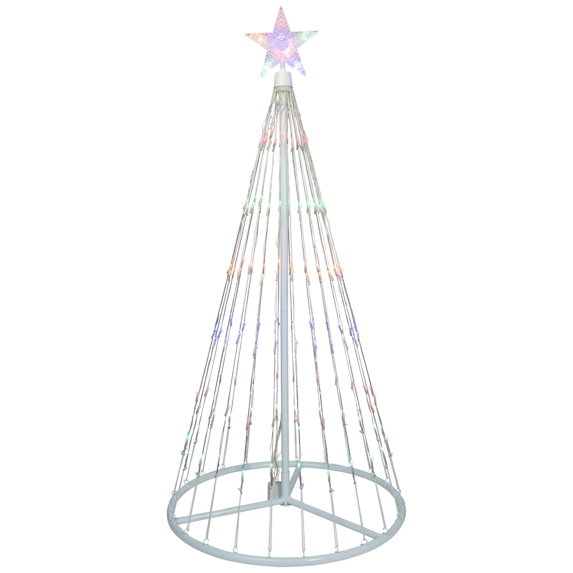 Alt View 1. Northlight - LED Lighted Outdoor Multi-Function Christmas Cone Tree - 4' - Multi-Color - White.
