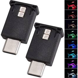 PARKER SLATER - 2-pack USB Type-C LED car ambient lights, 8-color interior atmosphere lamps for cars, SUVs, trucks - RGB
