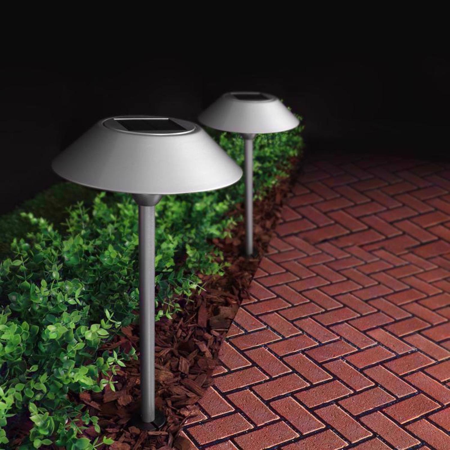 Left. FEIT ELECTRIC - Feit OneSync Brushed Nickel Solar Powered 40 W LED Pathway Light 2 pk.