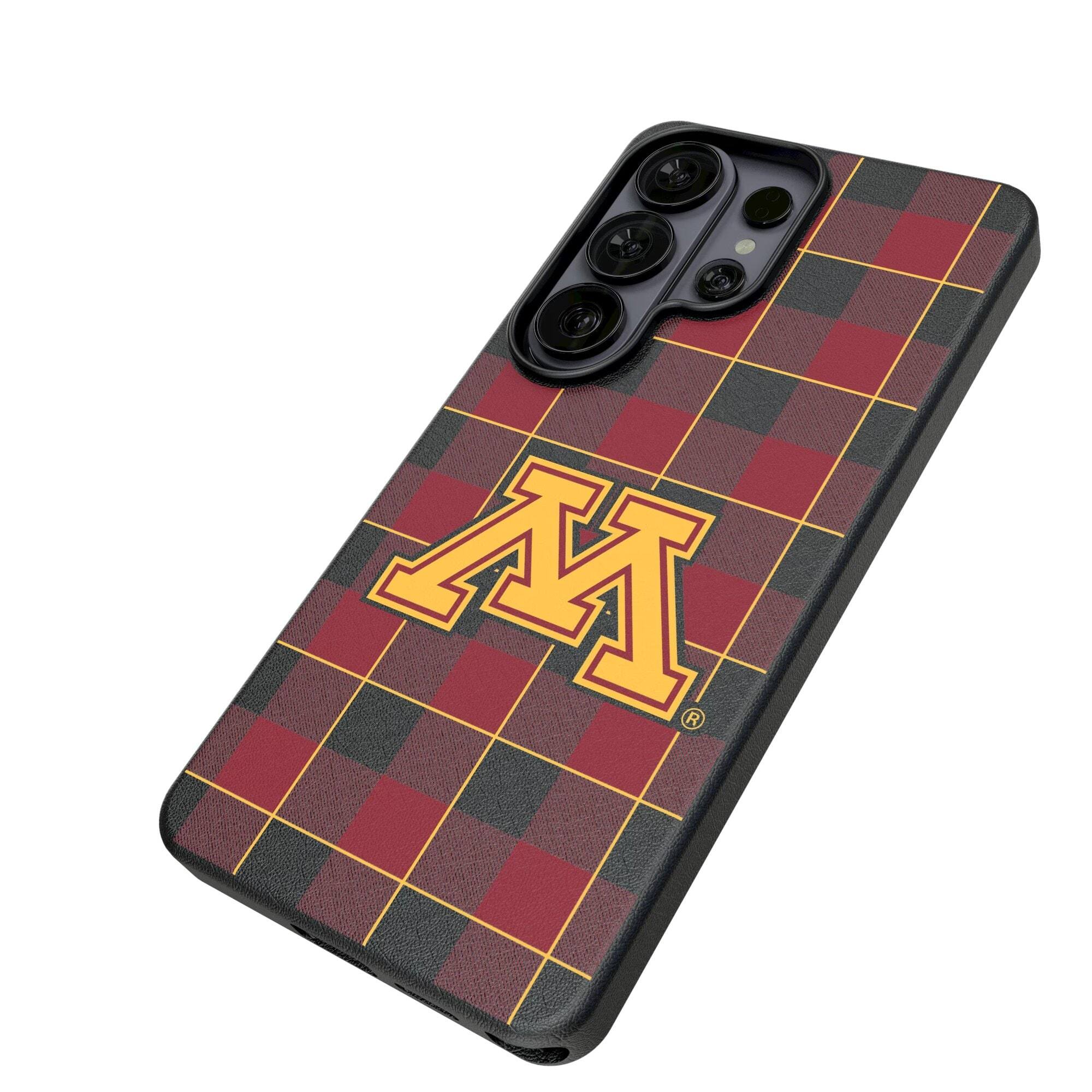 Alt View 1. Keyscaper - Minnesota Golden Gophers Plaid Galaxy Magnetic Bump Case - S25 Ultra - Black.