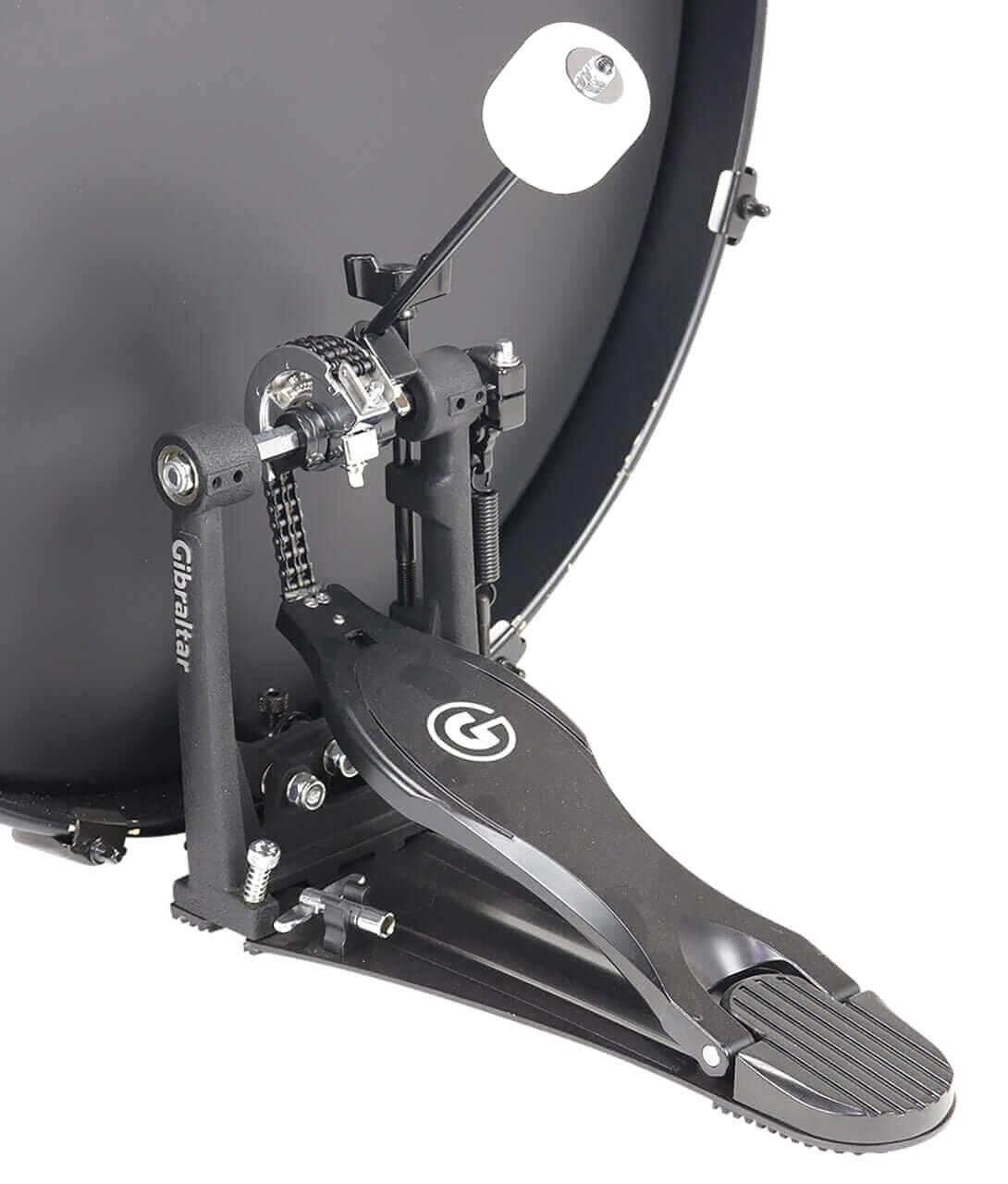 Left. Gibraltar Hardware - 6.25" Medium Impact Felt Bass Drum Beater, Standard Shaft, Compatible with Standard Bass Drum Pedals.
