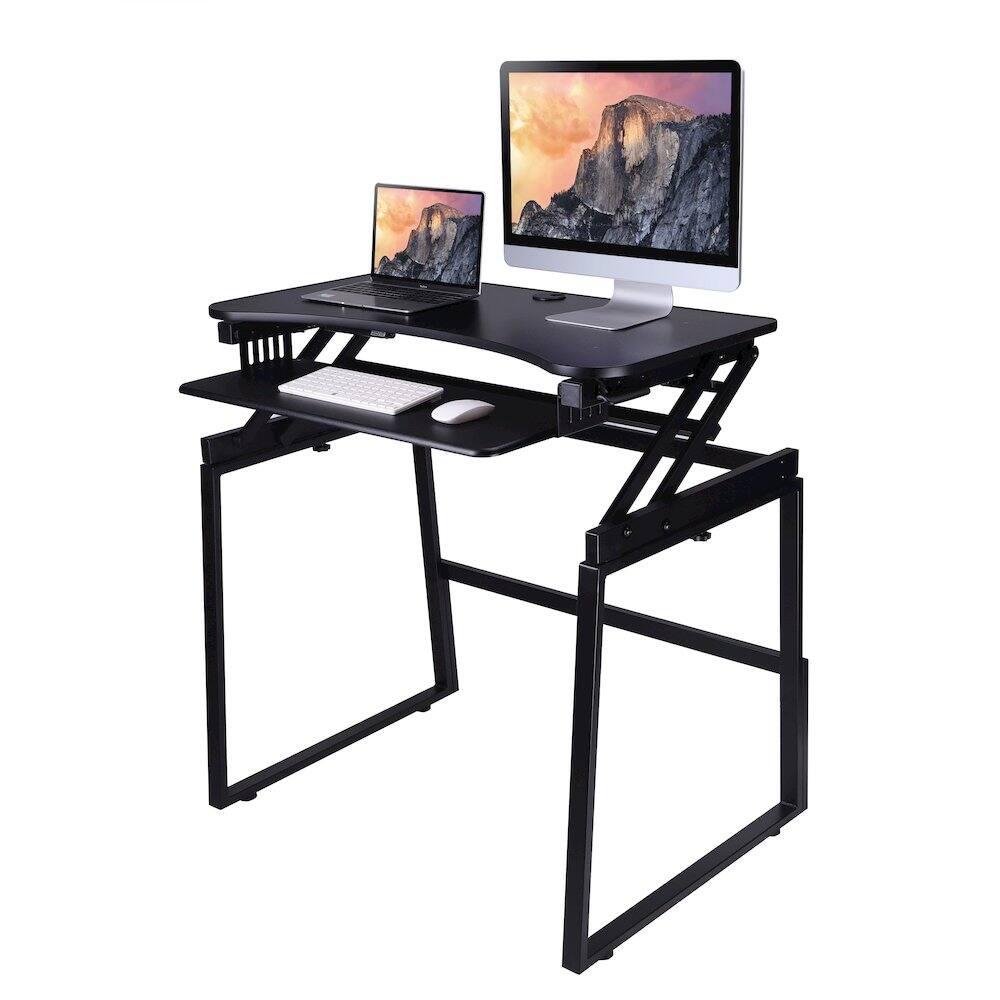 Alt View 3. Rocelco - 37.5" Height Adjustable Standing Desk Converter with Floor Stand BUNDLE - Black.