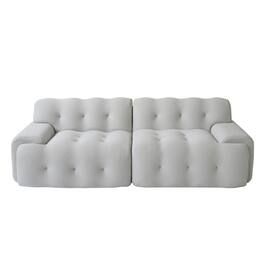 Yardgrace - 102.4in Modular Sectional Couch, 2 Seats Breathable Floor Sofa, Modern Couch, Green - Gray