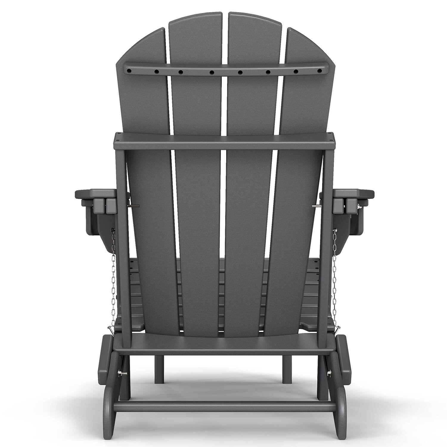 Back. FODINGHILL - Set of 2 HDPE Adirondack Chairs with Ottomans - Grey.