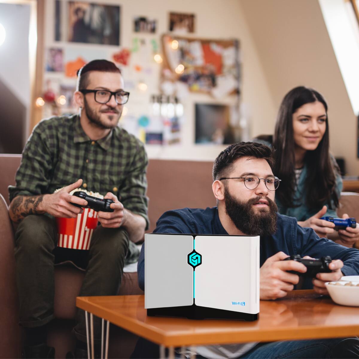 Alt View 3. HYPEREV - HYPEREV Gaming Router WiFi 6 Booster – 3-Month VIP Service | 2402Mbps | Lag-Free for PS5 Xbox PC Switch - White.