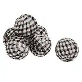 BreeBe - 6/Set - Gingham Check Rag Balls - Black & White