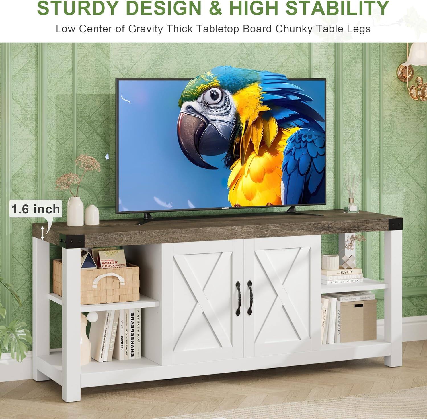 STURDY DESIGN & HIGH STABILITY  
Low Center of Gravity Thick Tabletop Board Chunky Table Legs  

1.6 inch