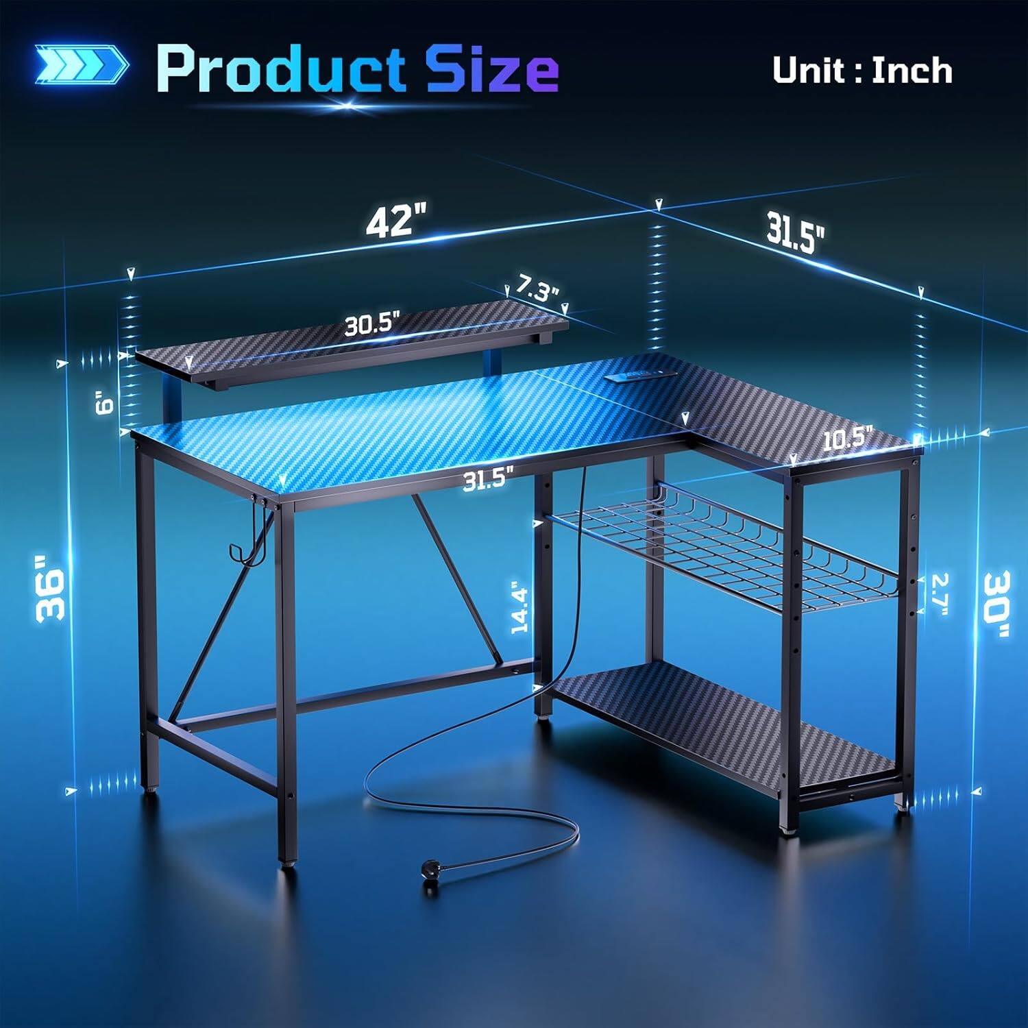 Product Size Unit: Inch Y 42" 30.5" 7.3" 31.5" 6" 31.5" 10.5" 36" 14.4" 2.7" 30"