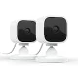 Blink - Mini - Compact indoor plug-in smart security camera, 1080p, night vision, motion detection, 2 way audio – 2 cam - White