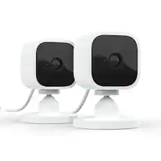 Front. Blink - Blink Mini - Compact indoor plug-in smart security camera, 1080p, night vision, motion detection, 2 way audio – 2 cam - White.