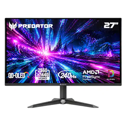 PREDATOR
27"
QD-OLED
2560 x 1440 WQHD
AMD 240Hz FreeSync Premium
DCI-P3 99%