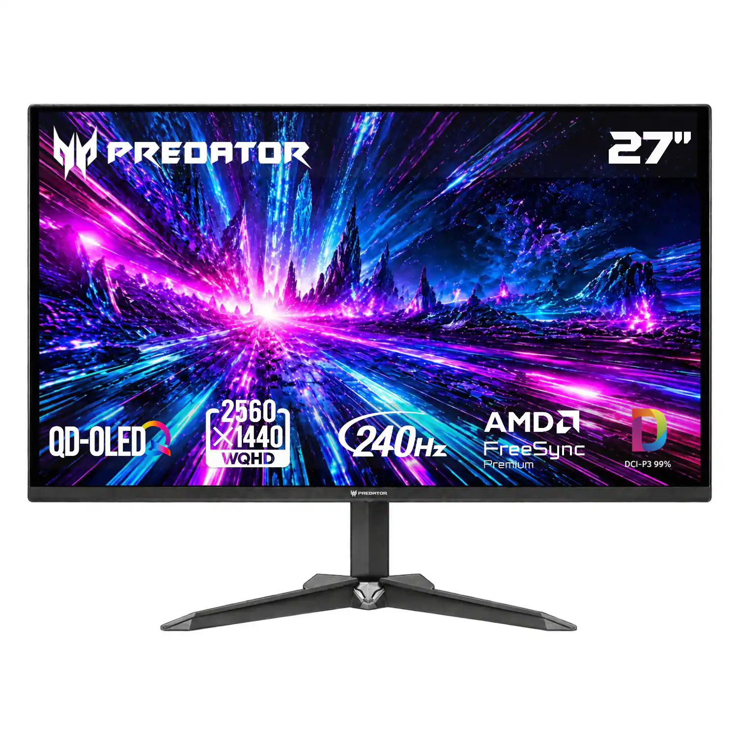 PREDATOR  
27"  
QD-OLED  
2560 x 1440 WQHD  
AMD 240Hz FreeSync Premium  
DCI-P3 99%
