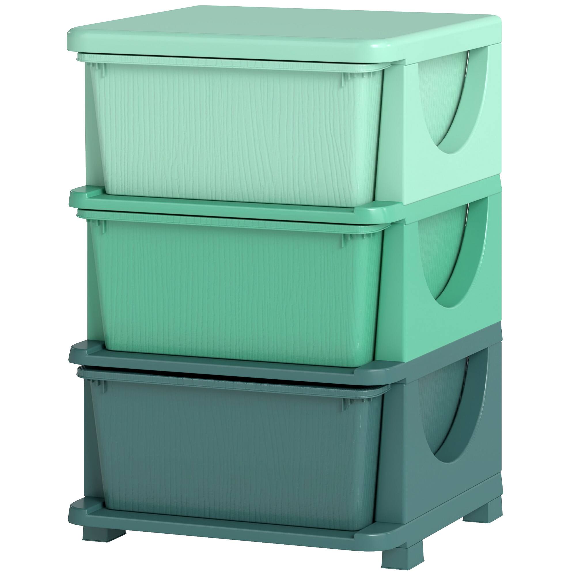 Front. Qaba - Tier Kids Storage Unit - Green.