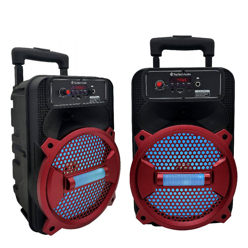 TopTech - Rock-8, 1500W Portable Bluetooth Speaker with Disco Lights & Microphone - Red