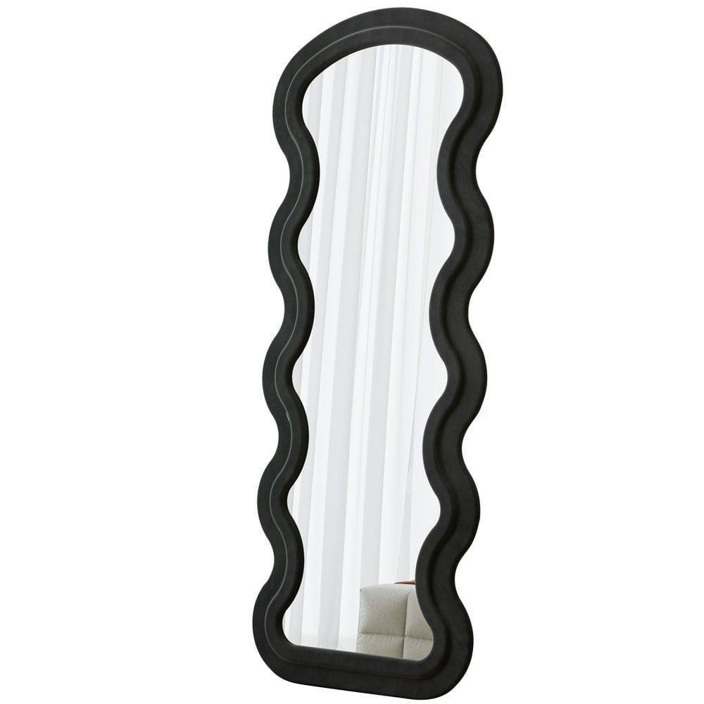 Alt View 2. Kadyn - Flannel Wave Full Length Floor Mirror, Stylish Wall-Mounted/Freestanding Mirror for Bedroom/Living Room Decor, Black.