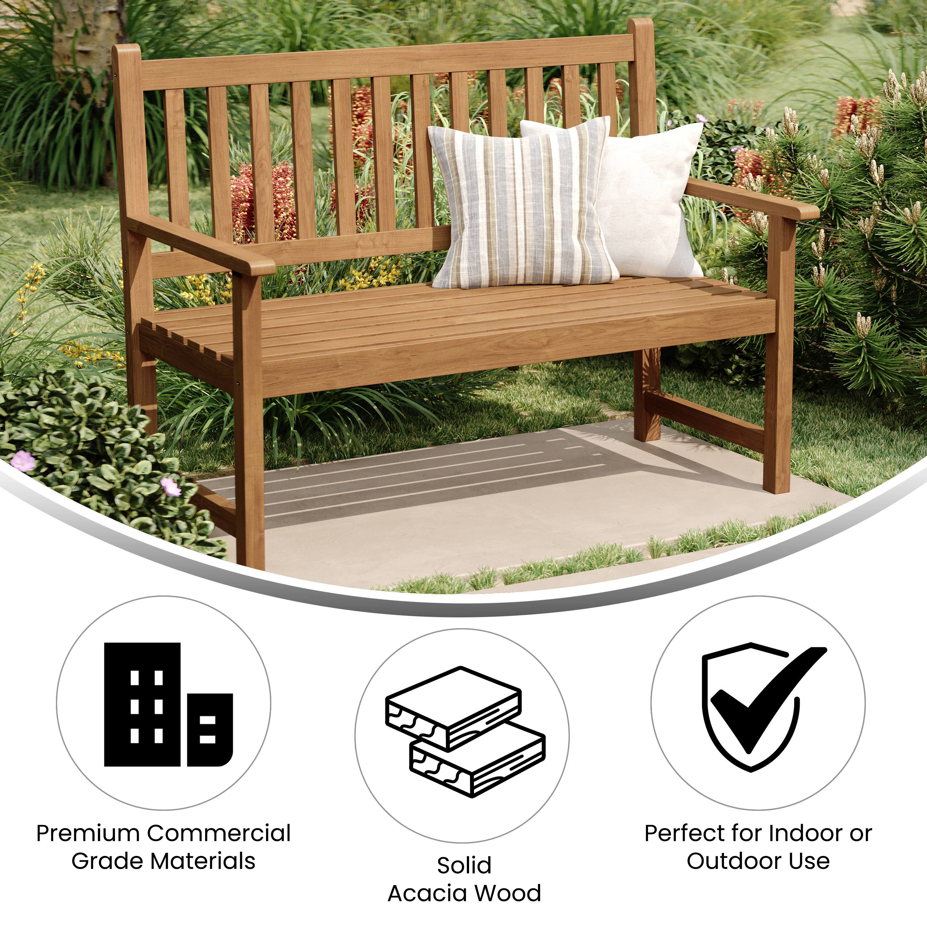 Premium Commercial Grade Materials  
Solid Acacia Wood  
Perfect for Indoor or Outdoor Use